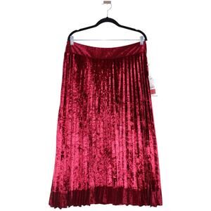 SETRMS Pink Red Velvet Midi Skirt Xlarge Size 12